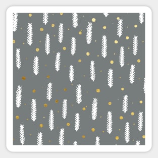 Christmas branches and dots - gray and gold Sticker